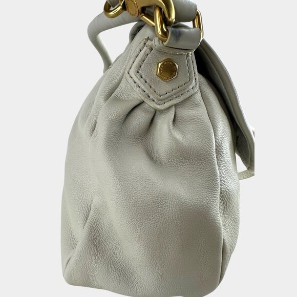 Marc by Jacobs Classic Q Lil Ukita Satchel Top Handle Bag Pebbled Leather Gray - Picture 5 of 14